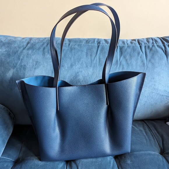 NWT Michael Kors Emilia Large Pebbled Leather Tote Bag - Navy - Picture 5 of 8